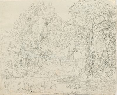 タムワース-農村ビュー：ペンとインクの描画、nd [1788-1855] 作： Henry Curzon Allport