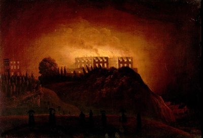 ノッティンガム城の火、1831年10月10日、19世紀半ば 作： Henry Dawson