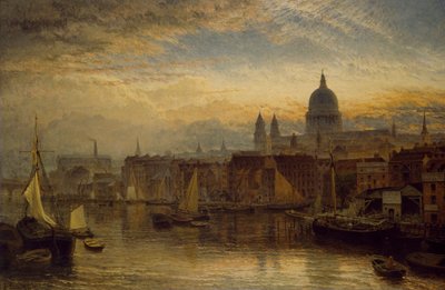 テムズ川のセントポール教会、1877年 作： Henry Dawson