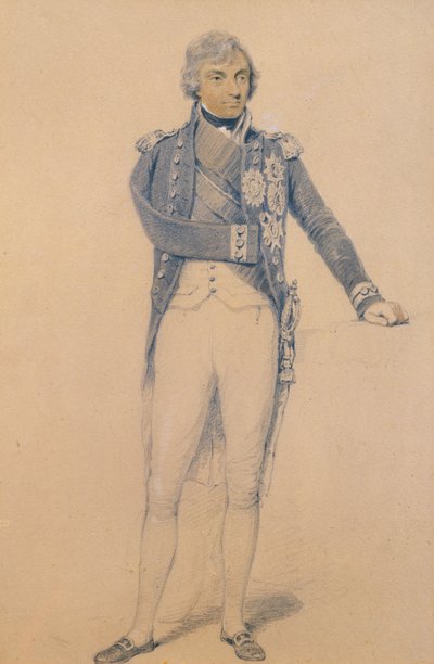 Horatio Nelson（1758-1805）（紙に鉛筆、インク、ガッシュ） 作： Henry Edridge