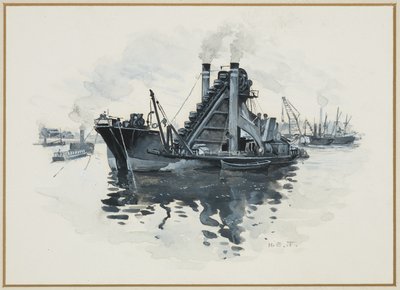 サルフォード・ドックの浚渫船 作： Henry Edward Tidmarsh