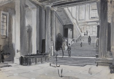 大英博物館の内部図、1884年の大階段 作： Henry Edward Tidmarsh