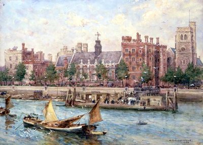 橋の上から見たランベス宮殿 作： Henry Edward Tidmarsh