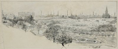 フィリップス・パーク墓地とブラッドフォード・ロード・ガス工場 作： Henry Edward Tidmarsh