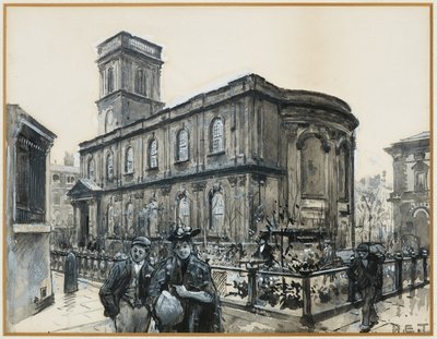 路地から見た聖アン教会 作： Henry Edward Tidmarsh