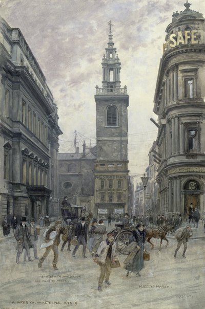 セントスティーブンスのウォルブルックアンドマンションハウス、1895年頃、 作： Henry Edward Tidmarsh