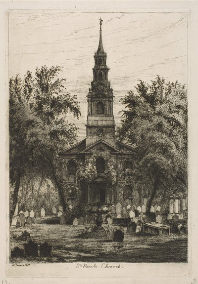 セントポールズチャペル、ニューヨークのシーンからのニューヨーク、1877。 作： Henry Farrer