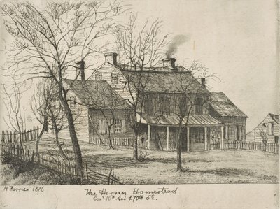 ハーセンホームステッド、10番街と70番街の角、オールドニューヨークの風景、1876年。 作： Henry Farrer