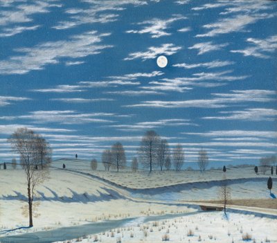 月明かりの下の冬景色、1869 作： Henry Farrer