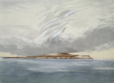 マキナウの砦と島、1842年10月（紙にトイレ） 作： Henry Francis Ainslie