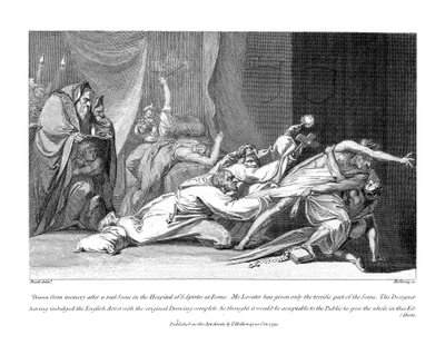 1792年、ローマのサンスピリト病院で患者を所持する悪霊を追い払おうとする試み 作： Johann Heinrich Füssli