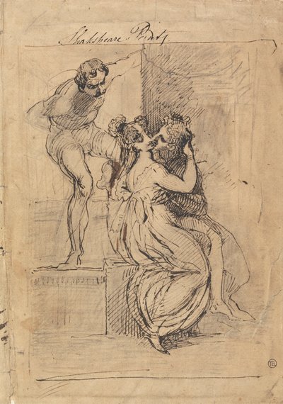 階段に寄りかかる人物 作： Johann Heinrich Füssli