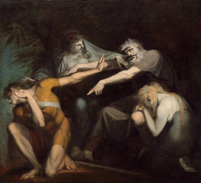 息子ポリュネイケースを呪うオイディプス、1786年。 作： Johann Heinrich Füssli