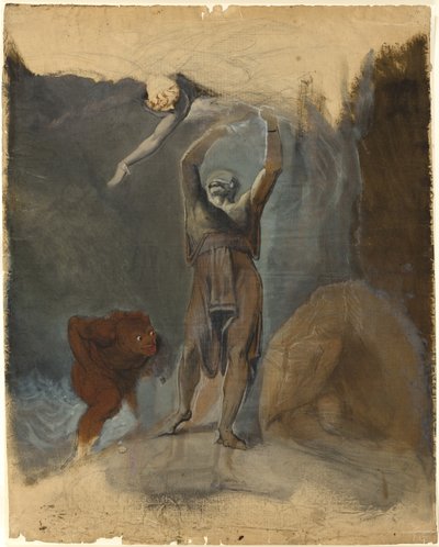 プロスペロ、ミランダ、キャリバン、アリエル 作： Johann Heinrich Füssli