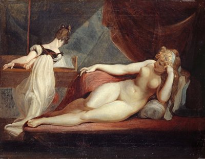 ピアノでヌードと女性をリクライニング、1799-1800 作： Johann Heinrich Füssli