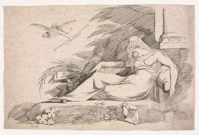 キューピッドと眠る女、1780-1790。 作： Johann Heinrich Füssli