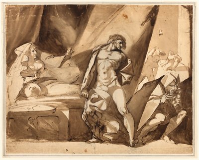 発見」（レクト）、男性立像のスケッチ2点（裏面） 作： Henry Fuseli