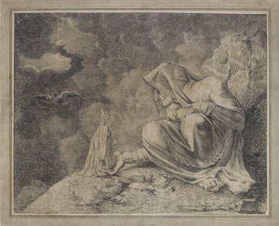 魔女とマンドレーク、18世紀（紙と鉛筆） 作： Johann Heinrich Füssli