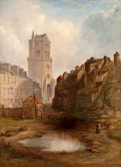 リンジー通りの採石場と古い尖塔、1855年頃（キャンバスに油彩） 作： Henry G. Duguid