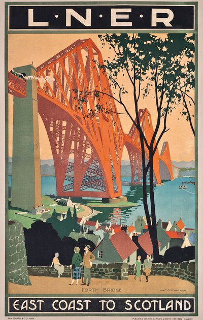 スコットランドへの東海岸の旅を宣伝するロンドンと北東部の鉄道のポスター 作： Henry George Gawthorn