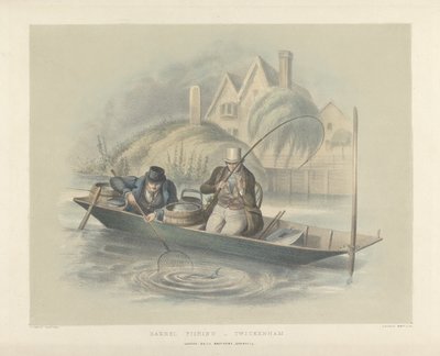 バーベルフィッシング、トゥイッケナム、釣りの6つの画像のセット（手彩色のリソ） 作： Henry Heath