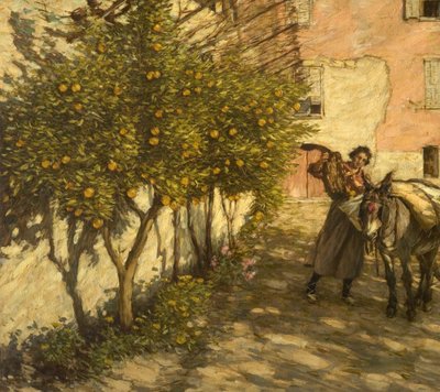 オレンジを集める、1929 作： Henry Herbert La Thangue