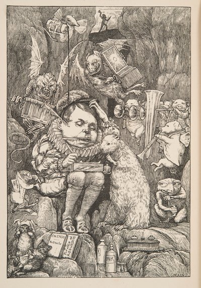ビーバーは、紙、ポートフォリオ、ペン、パブを持ってきました。 1876年。 作： Henry Holiday