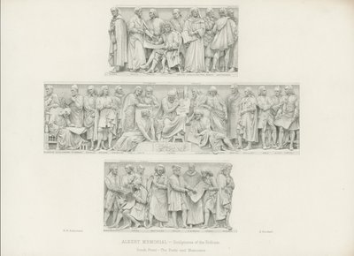 アルバート記念碑の表彰台にある彫刻 作： Henry Hugh Armstead