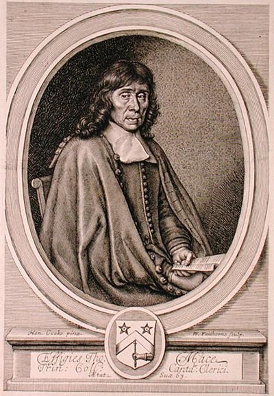 ウィリアム・フェイソーン（1656-c.1701）が彫刻したトーマス・メイス（1612-1706）の肖像（エングレーヴィング） 作： Henry I (after) Cooke