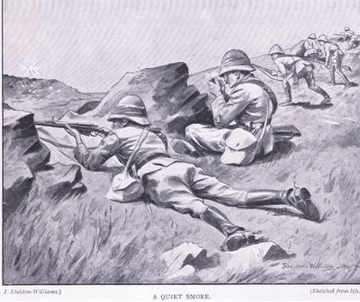 静かな一服（After Pretoria: The Guerilla War published by Harmsworth Bros Limitedより 作： Henry Inglis Jodrel Sheldon Williams