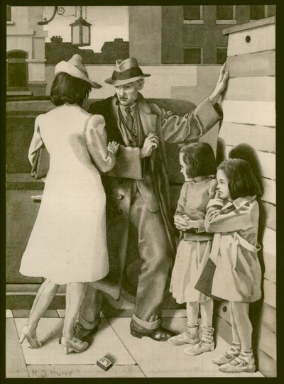 口論、1935年頃（紙にウォッシュ） 作： Henry J. Hunt