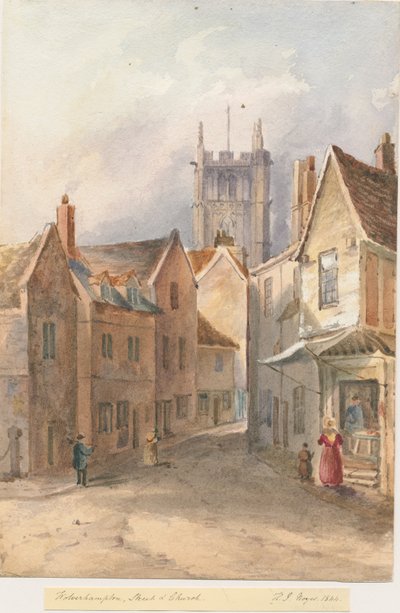 ウォルヴァーハンプトン-セントピーターズ教会：水彩画、1844 作： Henry James Noyes