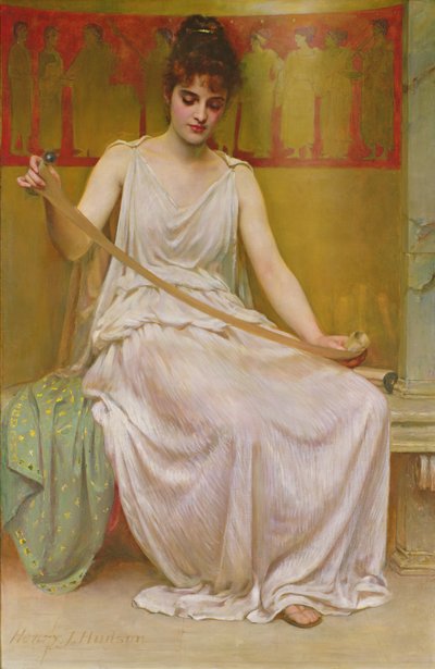 Catullusからの手紙を読んでいるNeaera、1894年頃 作： Henry John Hudson