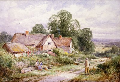 ベッドフォードシャー州ウォーバーン近くの羊の小道 作： Henry John Sylvester Stannard