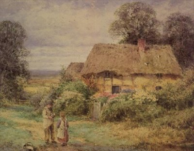 夏の茅葺き小屋 作： Henry John Sylvester Stannard