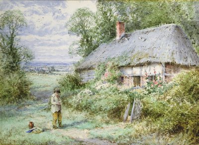 羊飼いの少年の家（水彩） 作： Henry John Sylvester Stannard