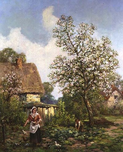 ニワトリの餌やり 作： Henry John Yeend King