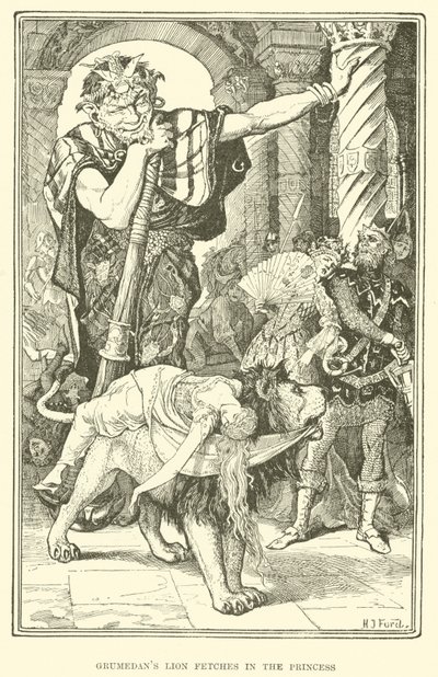 グルメダンの獅子は姫の中に入った（彫刻 作： Henry Justice Ford