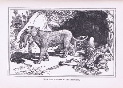 雌ライオンがマルクスを救った方法、1912 作： Henry Justice Ford