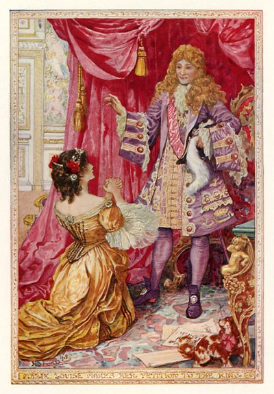 マリールイーズは王に彼女の請願をします 作： Henry Justice Ford