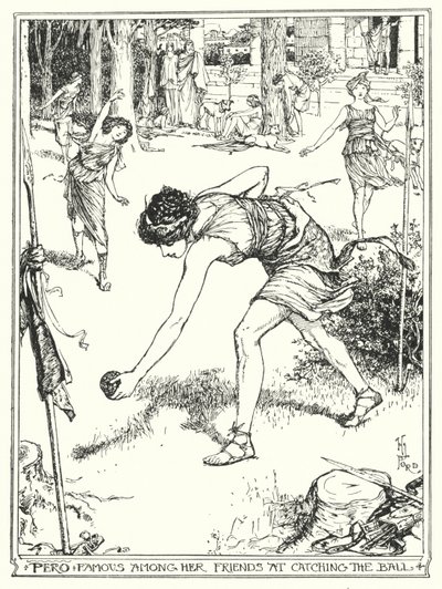 仲間内で有名なキャッチボールをするペロ（リトグラフ 作： Henry Justice Ford