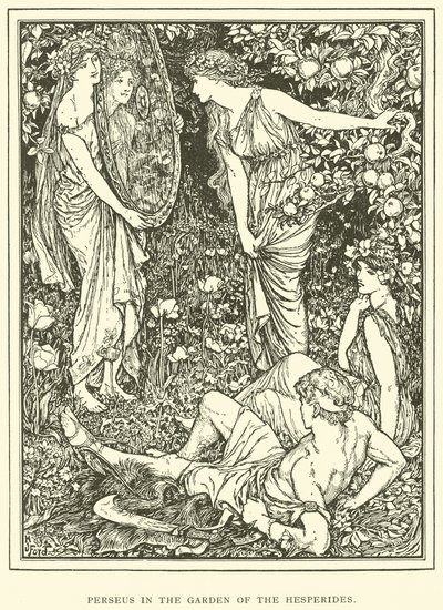 ヘスペリデスの庭のペルセウス 作： Henry Justice Ford