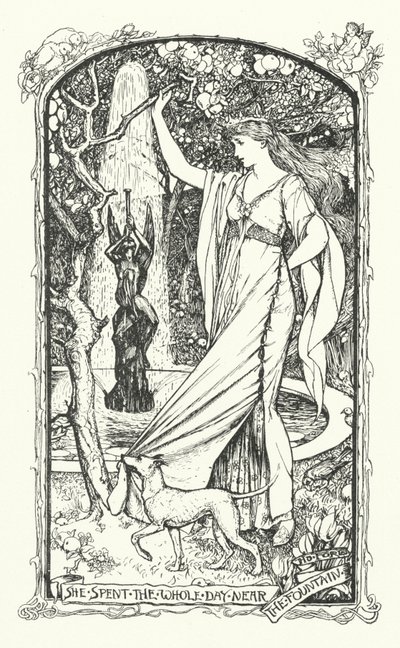 彼女は一日中、泉の近くで過ごしていました（エングレービング 作： Henry Justice Ford