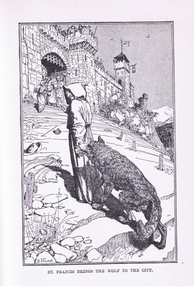 セントフランシスはオオカミを都市に連れて行きました、1912 作： Henry Justice Ford
