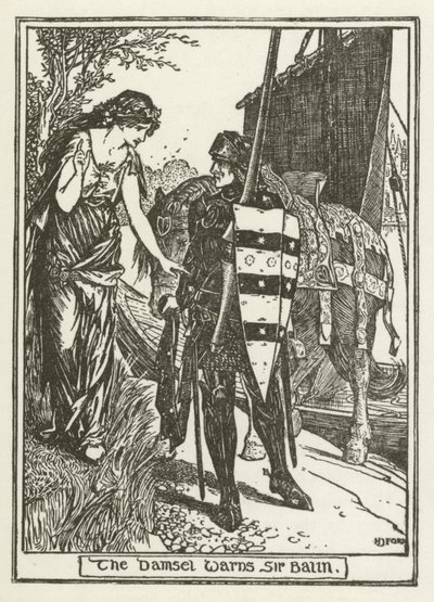 乙女はバリン卿に警告する 作： Henry Justice Ford