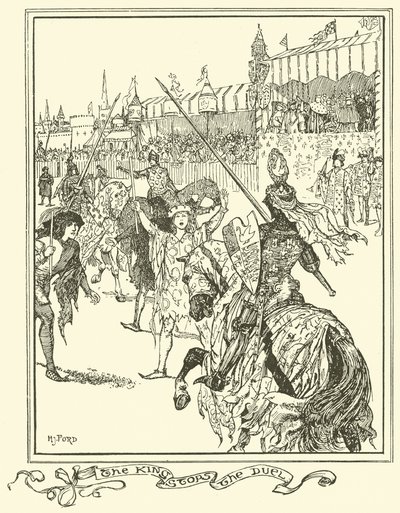 王が決闘を止めたこと（彫刻 作： Henry Justice Ford
