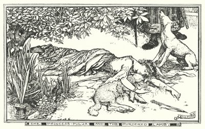 プルジャ姫と殺された子羊（リトグラフ 作： Henry Justice Ford