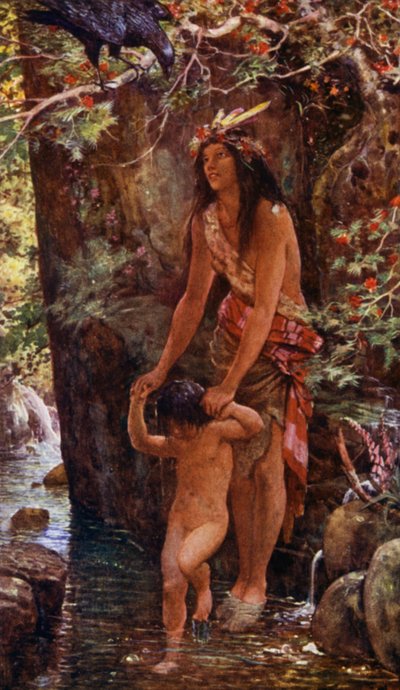 女の子はプールで毎朝彼を入浴させました 作： Henry Justice Ford