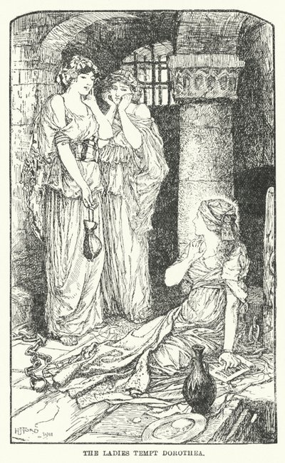 ドロテアを誘惑する女性たち（リトグラフ 作： Henry Justice Ford