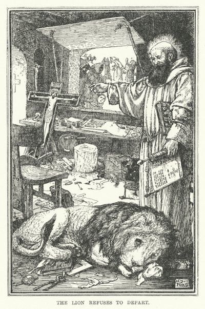 獅子は出発を拒む（リトグラフ 作： Henry Justice Ford